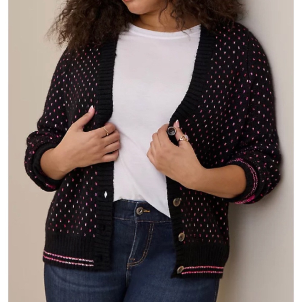 🆕💕 Heart Drop Shoulder Button Front Cardigan Sweater 1 1X 14 16 NWT Torrid New - Picture 2 of 6